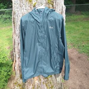 Rab "Vital" Ultralight Hooded Wind Jacket, XL men's. Color: Pine (green)